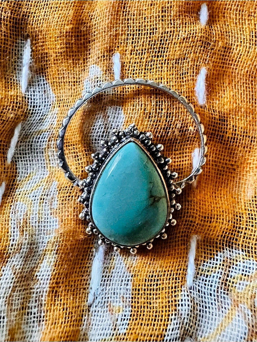 925 Sterling Silver Turquoise Tear Drop Native Pendant